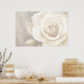 水彩白バラ抽象芸術花。 ポスター (キッチン)