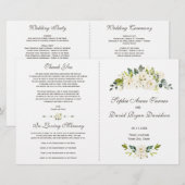 水彩白フラワーズブーケ結婚式 プログラム (正面/裏面)