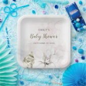 水彩白フローラギルまたは男の子の赤のシャワー ペーパープレート (パーティー)