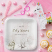 水彩白フローラギルまたは男の子の赤のシャワー ペーパープレート (パーティー)