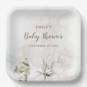 水彩白フローラギルまたは男の子の赤のシャワー ペーパープレート (正面)