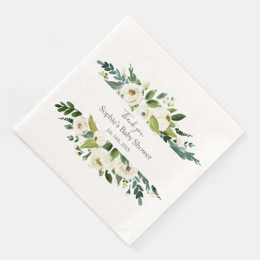 水彩白フローラフレーム赤ちゃんシャワー (コーナー)