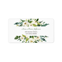 水彩白フローラフレ結婚ーム ラベル