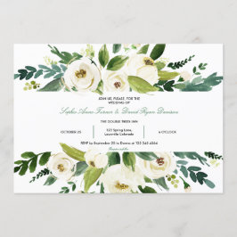 水彩白フローラフレ結婚ーム 招待状