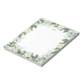 水彩白フローラユーカリグリーンカスタムリー ノートパッド (回転)