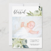 水彩白フローラ写真誕生のお知らせ シーズンカード (正面)