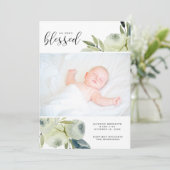 水彩白フローラ写真誕生のお知らせ シーズンカード (スタンド正面)