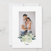 水彩白フローラ写真誕生のお知らせ シーズンカード (裏面)