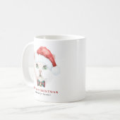 水彩白ブリティッシュショートヘア猫クリスマス コーヒーマグカップ (正面左)