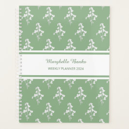 水彩白ベルフラワーパターンウィークリープランナー プランナー手帳