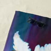 水彩白ペリカンビーチタオル ビーチタオル (インサイチュ)