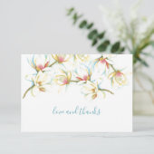 水彩白マグノリアフラワーサンキューカード サンキューカード (スタンド正面)