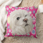 水彩白マルチーズ犬顔 クッション (ブランケット)