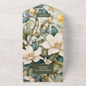 水彩白リリーアールヌーボー結婚ズ オールインワン招待状 (外側)