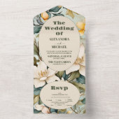 水彩白リリーアールヌーボー結婚ズ オールインワン招待状 (内側)