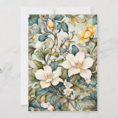 水彩白リリーアールヌーボー結婚ズ 招待状 (裏面)