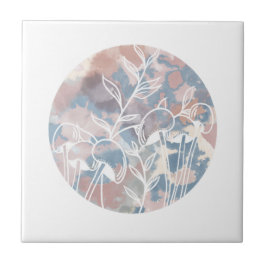 水彩白ワイルドフラワー タイル