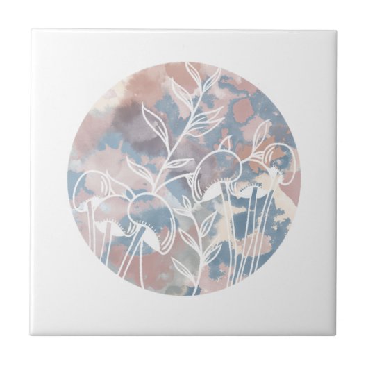 水彩白ワイルドフラワー タイル (正面)
