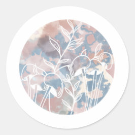 水彩白ワイルドフラワー ラウンドシール