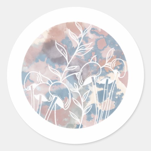 水彩白ワイルドフラワー ラウンドシール (正面)