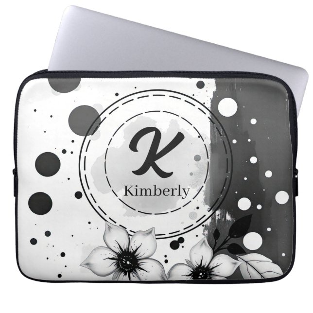 水彩白動揺して紅花アート ラップトップスリーブ (正面)