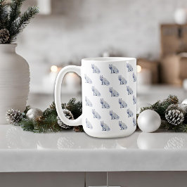 水彩白北極キツネクリスマスパターン コーヒーマグカップ
