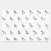 水彩白北極キツネクリスマス ラッピングペーパーシート (正面)