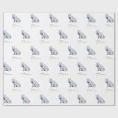 水彩白北極キツネクリスマス ラッピングペーパー (フラット)