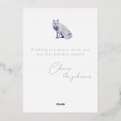 水彩白北極キツネクリスマス 箔シーズンカード (裏面)