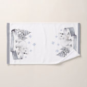 水彩白地クマ松の木クリスマス バスタオルセット (ハンドタオル)