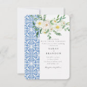 水彩白地中海の結婚花 招待状 (正面)