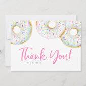 水彩白振り掛けドーナツ誕生日 サンキューカード (正面)