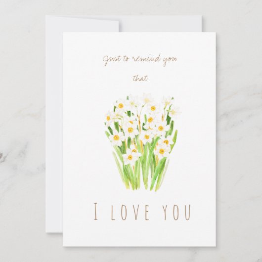 水彩白水仙あいさつカード 招待状 (正面)