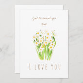 水彩白水仙あいさつカード 招待状 (正面/裏面)