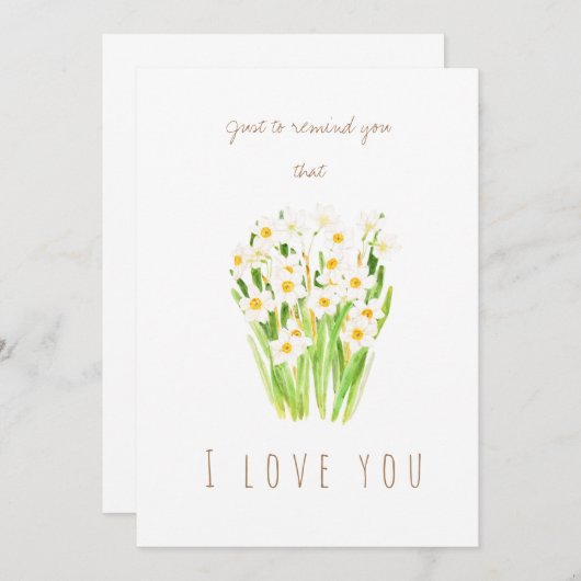 水彩白水仙あいさつカード 招待状 (正面/裏面)