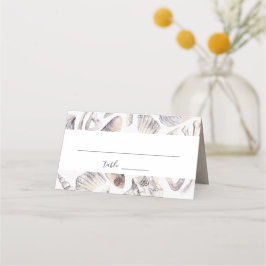 水彩白海シェルコーラルビーチ結婚式 プレイスカード