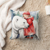 水彩白熊と女の子 クッション (ブランケット)