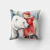 水彩白熊と女の子 クッション (裏面)