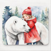 水彩白熊と女の子 マウスパッド (正面)