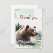 水彩白熊の野生動物自然動物 サンキューカード (正面/裏面)