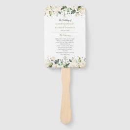 水彩白牡丹とバラのフレ結婚ーム ハンドファン