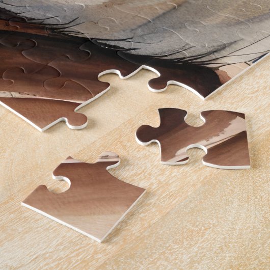 水彩白猫とデイジー ジグソーパズル (側面)