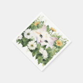 水彩白猫デイジー スタンダードカクテルナプキン (角)