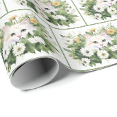 水彩白猫デイジー ラッピングペーパー (ロールコーナー)