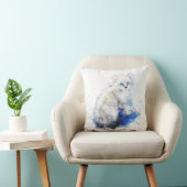 水彩白猫 クッション (椅子)