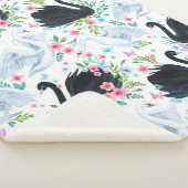 水彩白白白白鳥と黒白鳥の継ぎ目のないパット シェルパブランケット (3/4)