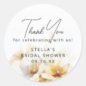 水彩白神花ブライダルシャワー ラウンドシール (正面)