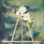 水彩白紫陽花とバラベビーシャワー アクリルサイン (ニュートラル)