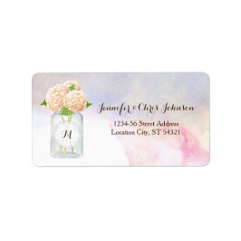 水彩白紫陽花メイソンジャールアドレス ラベル