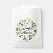 水彩白紫陽花リースベビーシャワー フェイバーバッグ (正面)